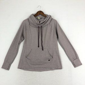 Fade by BKE Buckle Women's Medium Muted Burgundy Striped Cowl Neck Sweatshirt